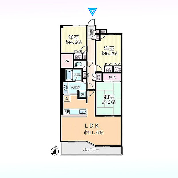 大宮シティタワー(3LDK) 2階の間取り