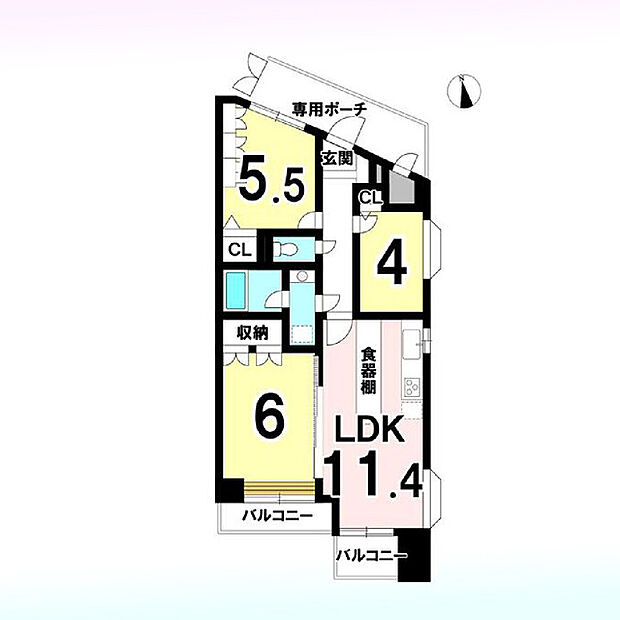 ライオンズマンション上尾原市第2(3LDK) 6階の間取り