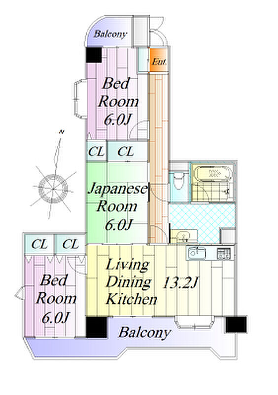 ホーユウパレス東仙台(3LDK) 4階の間取り