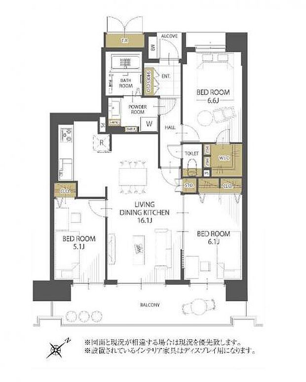 南東向き3部屋で春の日差しがぽかぽかの住戸です。