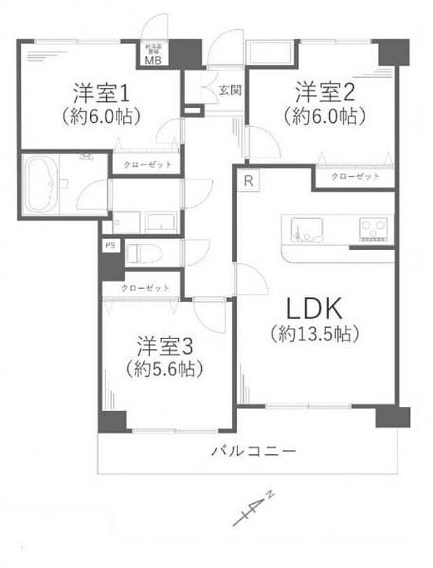 レクシオ相模原(3LDK) 2階の間取り