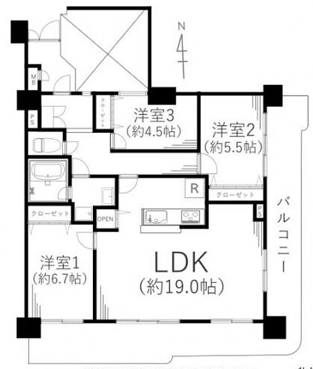 ライオンズマンション相鉄いずみ野(3LDK) 6階の間取り