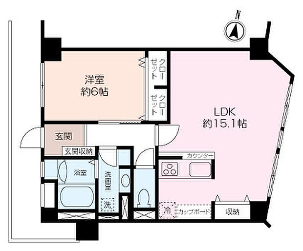 根岸駅前第2共同ビル(1LDK) 6階/601の間取り