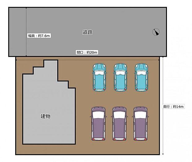 【リフォーム済】配置図となっております。建物横に駐車スペースがあり、普通車3台以上お停めすることができます。