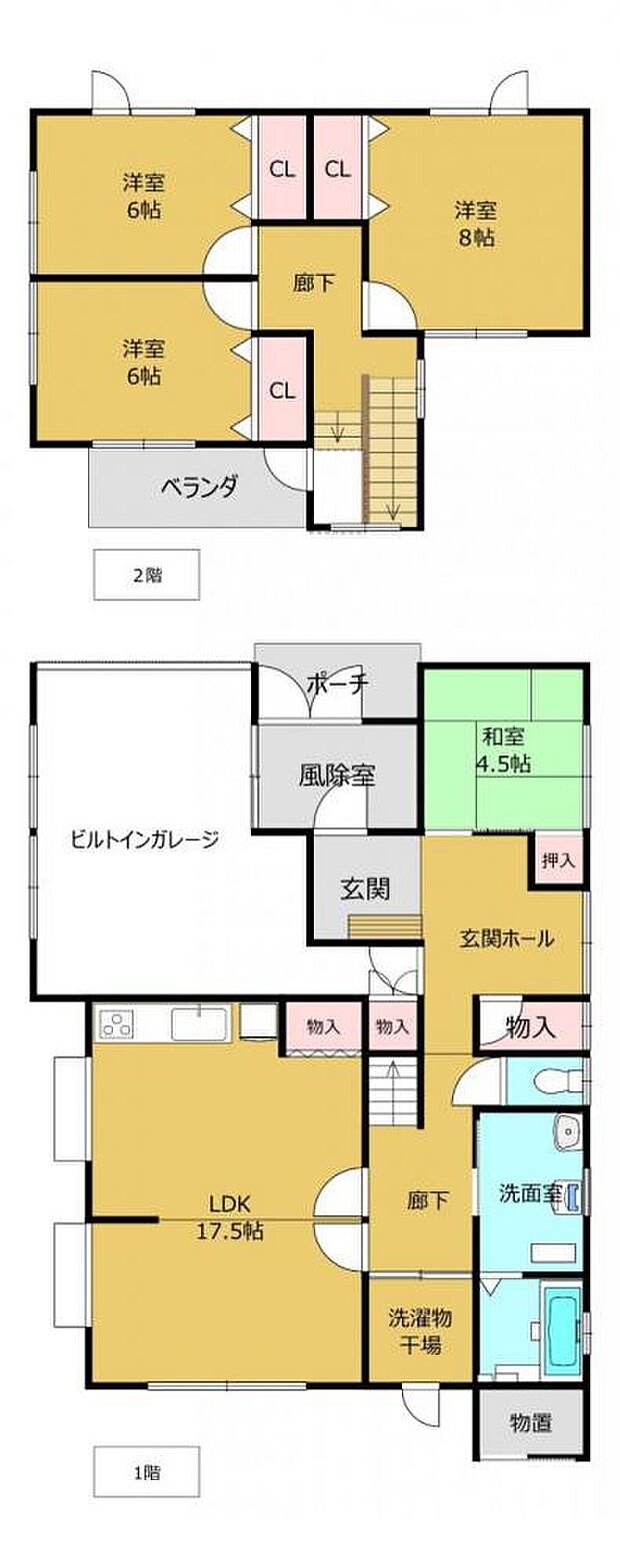 上北郡六戸町大字犬落瀬字若宮　戸建て(4SLDK)の間取り