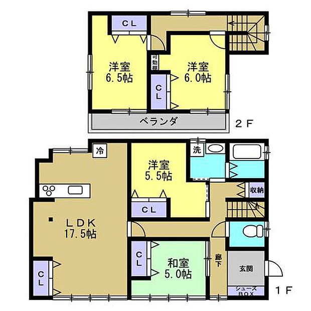 【間取図】リフォーム後の間取図です。5DKの間取を4LDKに変更をしました。四人家族でも一人一部屋持てる空間になりましたよ。