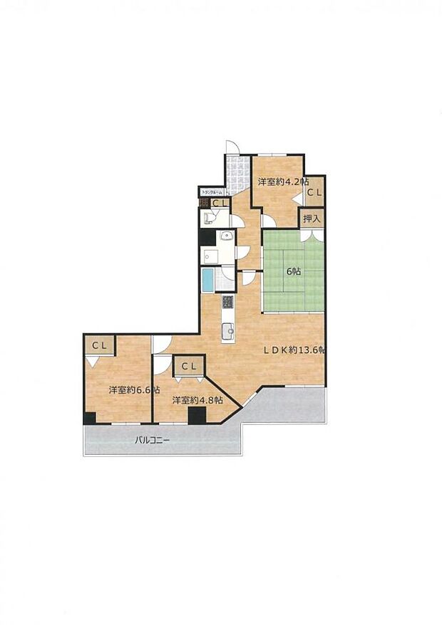 【間取り図】5階4LDKのマンションになります。ハウスクリーニングをしてからのお引渡しになります。