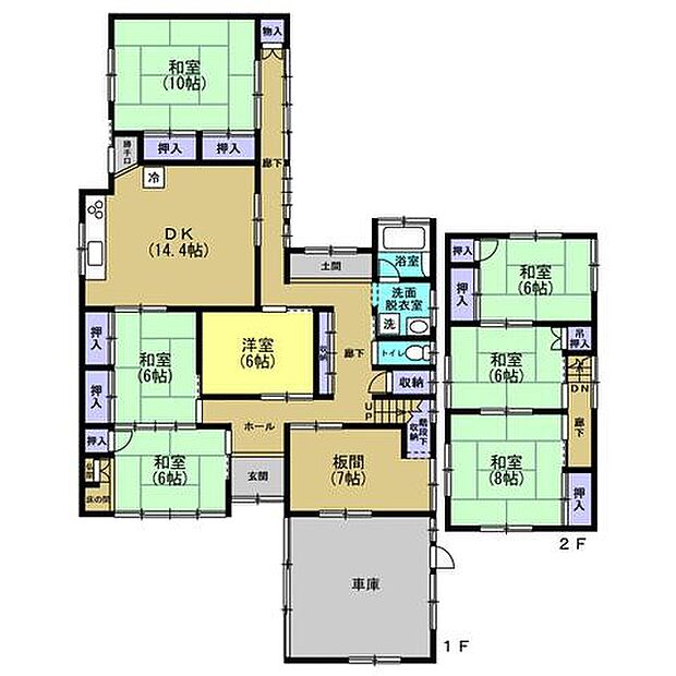 リフォーム後間取り図。家族か多い世帯向きの住宅です。