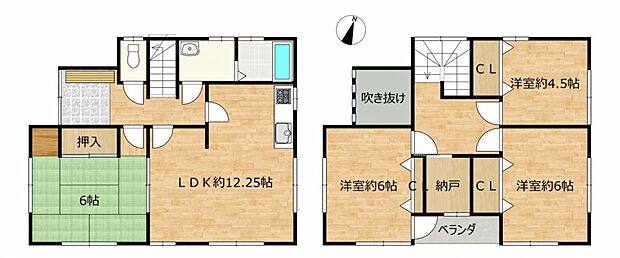 【間取図】4LDKの暮らしやすい間取りです。全居室に収納があり納戸もあるのは嬉しいですよね。