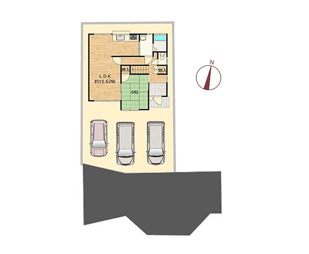 土地面積133.87m2（40.49坪）敷地の南西側が幅員4ｍの道に接しています。交通量は少ないので落ち着いて暮らせますよ。