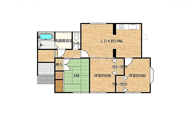 【リフォーム後間取り図】3LDKへ間取り変更を行います。