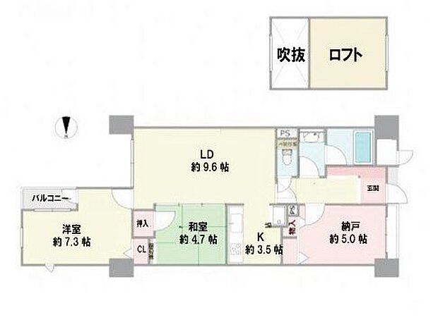 パレ武庫元町(2SLDK) 4階の間取り