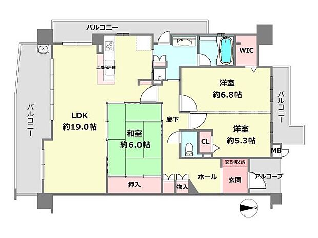 クレアシティ近松公園(2LDK) 3階の間取り