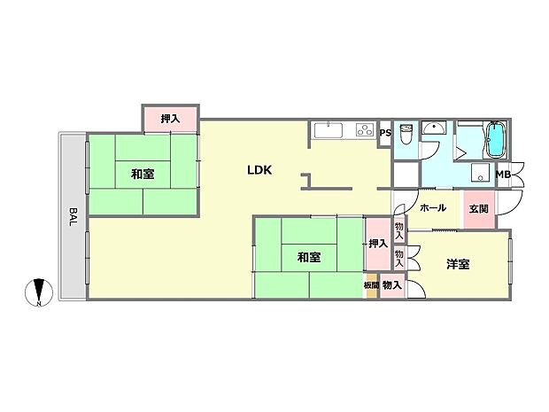 グランドハイツ甲陽園(3LDK) 9階の間取り