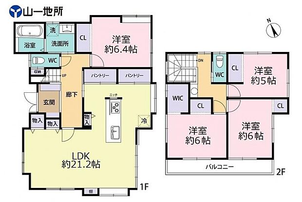 西勝山戸建(4LDK)の間取り