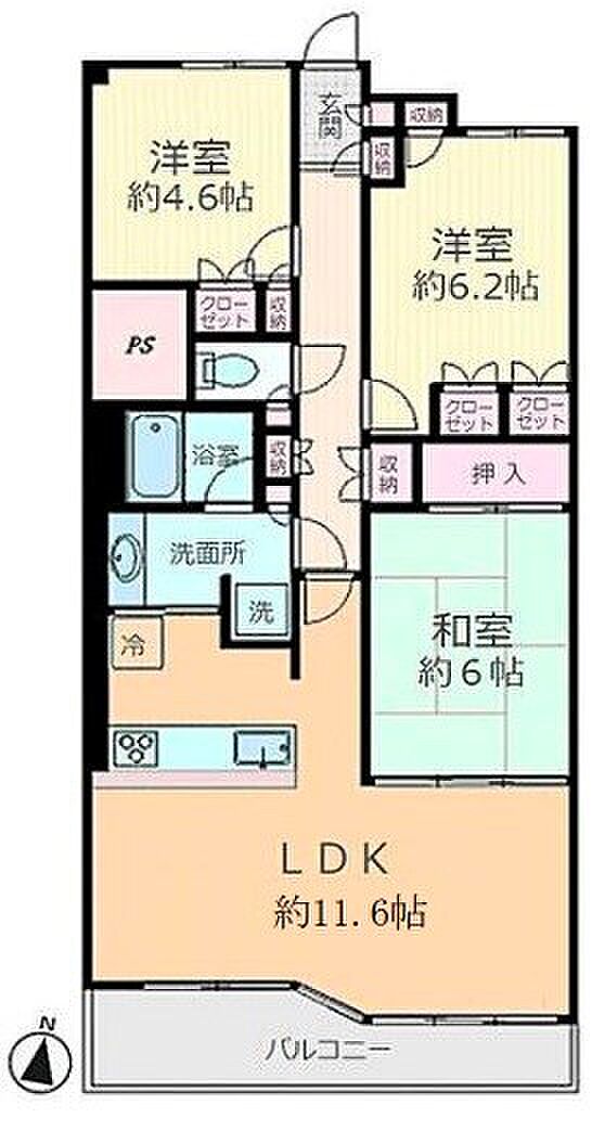 大宮シティタワー(3LDK) 2階の間取り