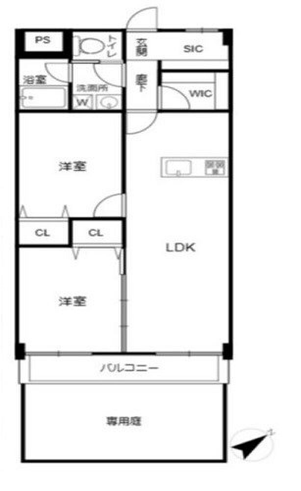 第7みずほ台マンション(2LDK) 1階の間取り