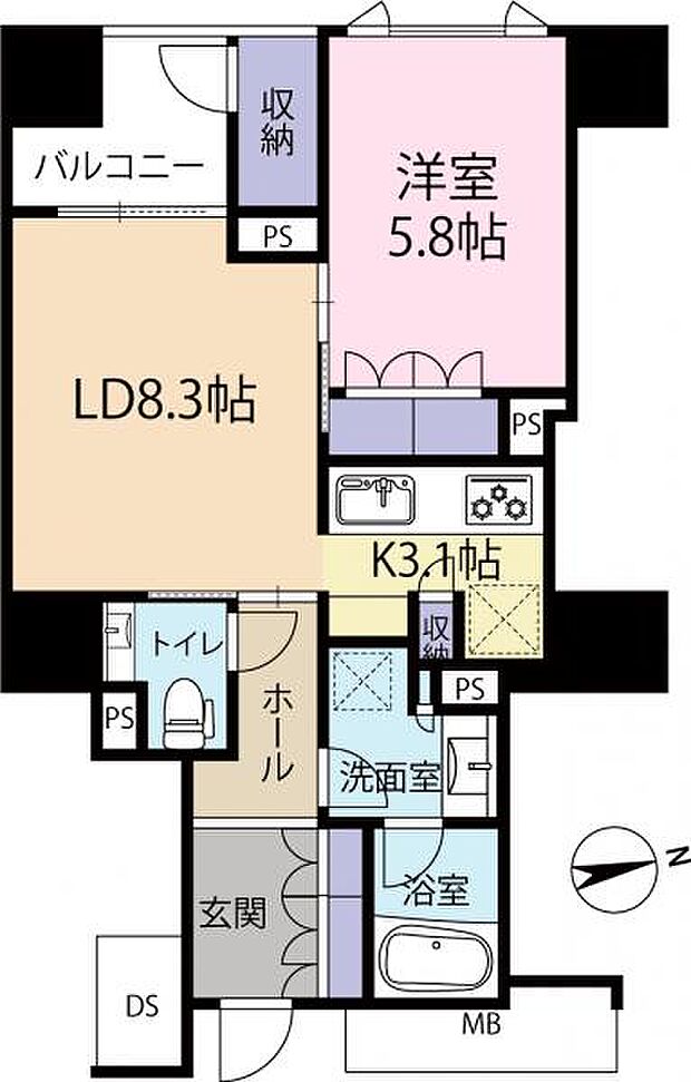 1LDK・44平米の間取りです