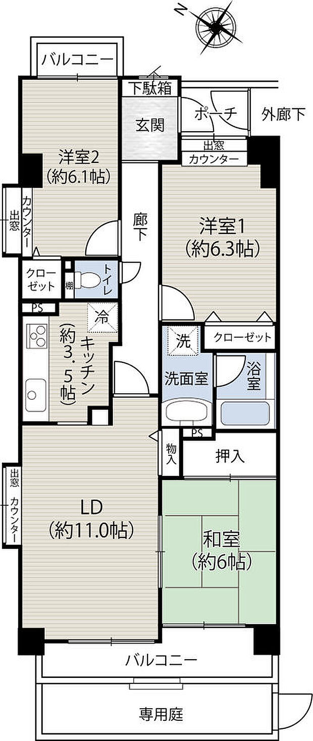 日々の利便性と緑豊かな住環境を兼ね揃えた約75ｍ2の居住スペース。暮らしやすい3LDKが「2000万円台〜」という魅力的な価格で誕生します。