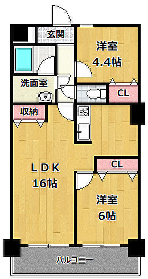 セントラルハイツ灘　パートV(2LDK) 2階の間取り