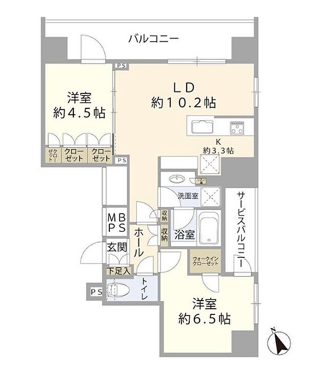 プライムスタイル広尾(2LDK) 9階の間取り