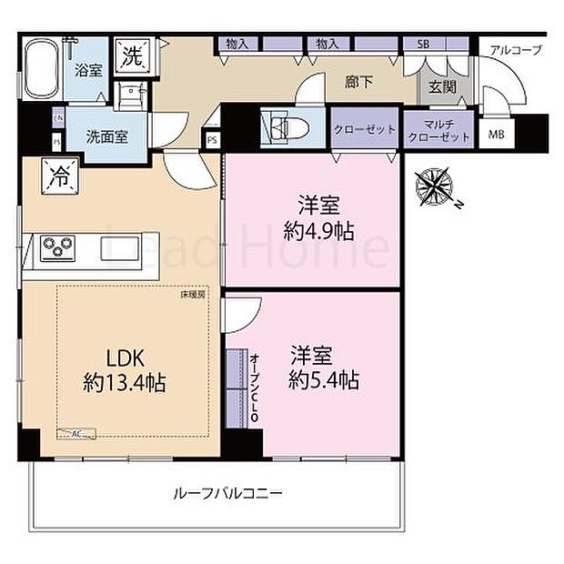 トゥールロワイヤルエルモア目黒(2LDK) 5階の間取り