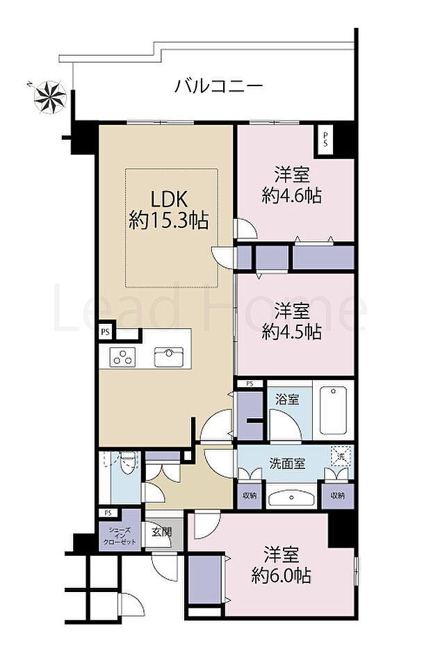 ブランズ碑文谷三丁目(3LDK) 3階の間取り