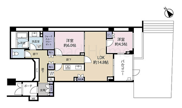 ルフォン学芸大学(2LDK) 1階の間取り