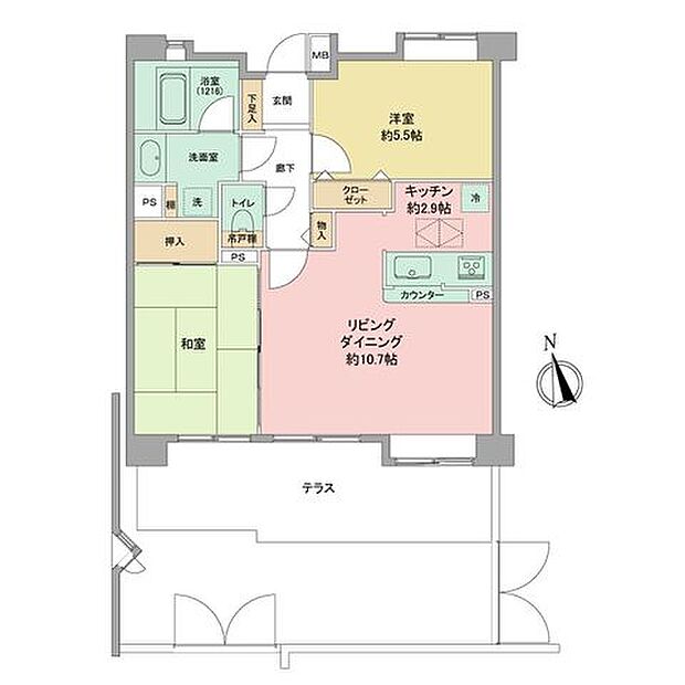 全居室収納で、廊下部分にも物入がある収納力のある間取りです。