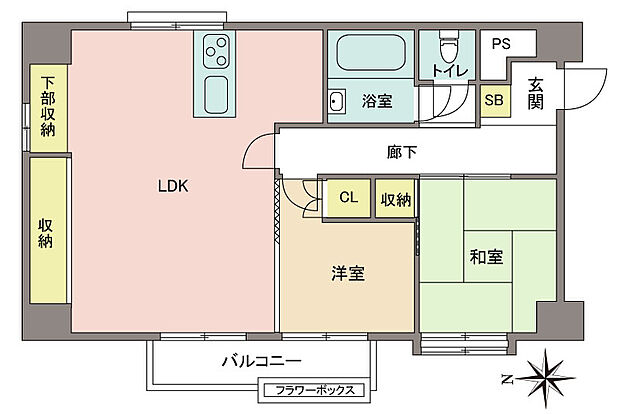 初台ハイホーム(2LDK) 3階の間取り