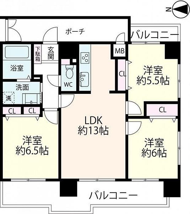 ≪間取り図≫ 全居室バルコニーに面した明るいお家です。