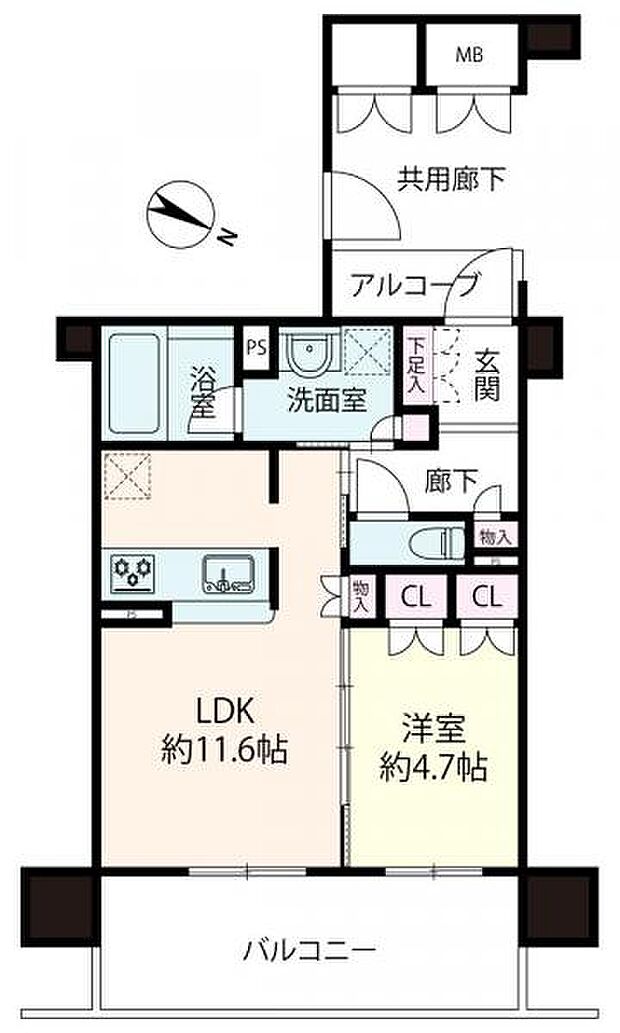 ≪間取り図≫ 19階部分・東向き・1LDKの間取りです。