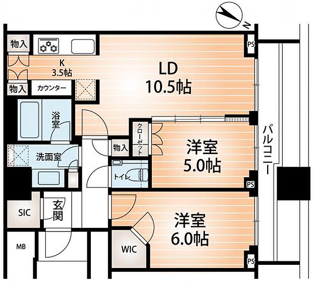 ブランズ四番町(2LDK) 10階の間取り