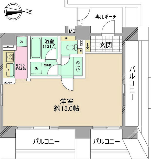 アルシェ菊川(1K) 8階の間取り