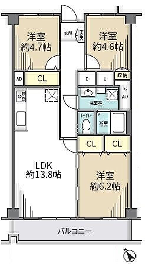 3LDK・専有面積69.30？