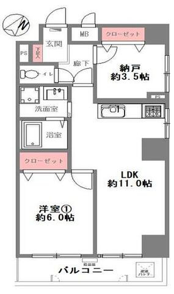 ライオンズマンション神戸元町第弐(1SLDK) 5階の間取り