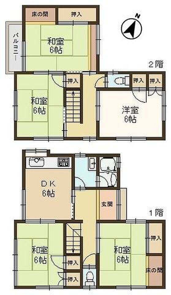 旭が丘(5DK)の間取り