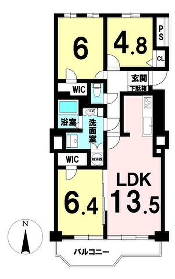 シーアイマンション本郷(3LDK) 3階の間取り