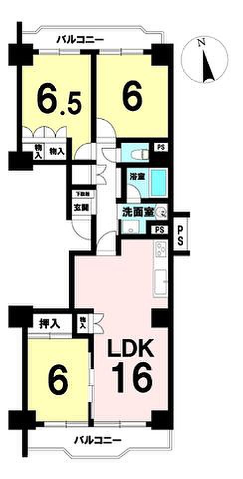 シーアイマンション第二本郷(3LDK) 6階の間取り