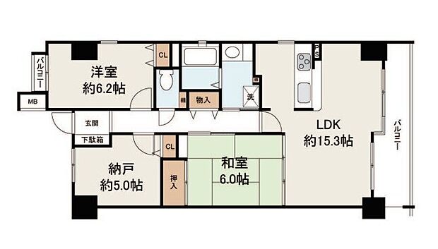 【間取図】◆南東向きバルコニーにつき陽当たり・通風良好です！◆「南海本線」と「南海高野線」の2ＷＡＹアクセス！通勤通学に便利です♪