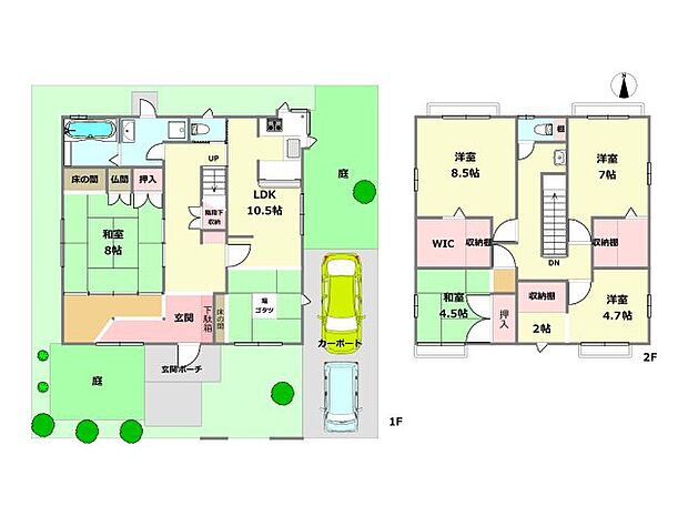 西宮市名塩山荘中古戸建(5LDK)の間取り