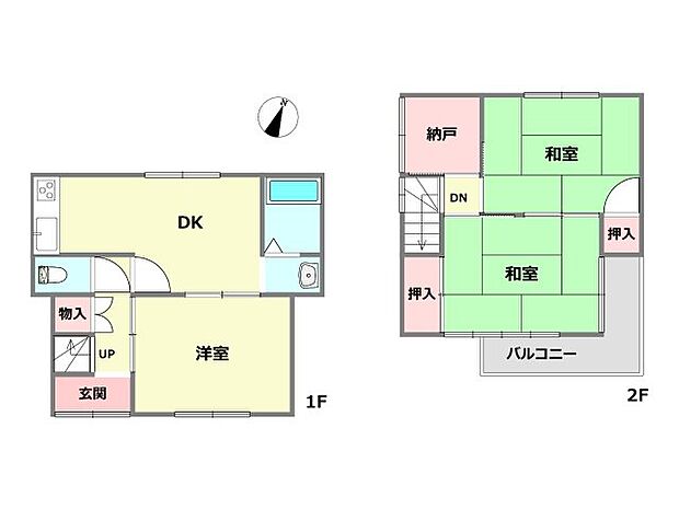 西宮市今津大東町中古テラスハウス(3SDK)の間取り