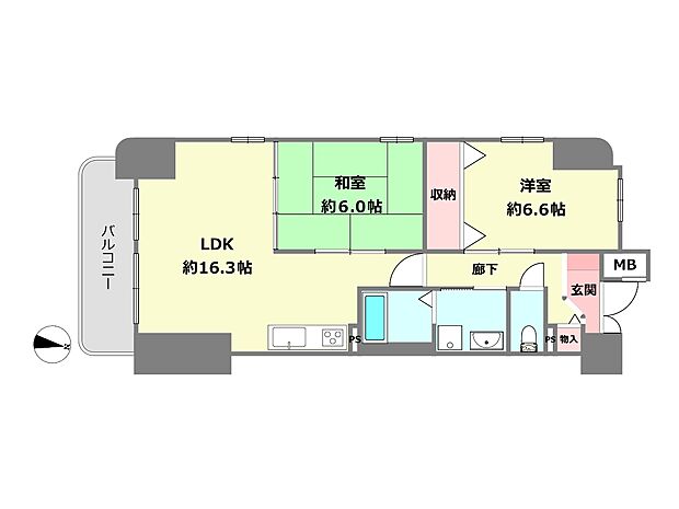 セトルコ―ト山御影(2LDK) 4階の間取り