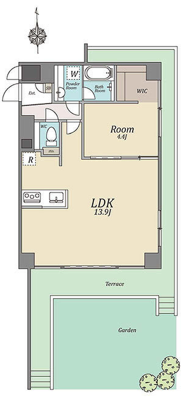 ベルテ参宮橋II(1LDK) 1階の間取り