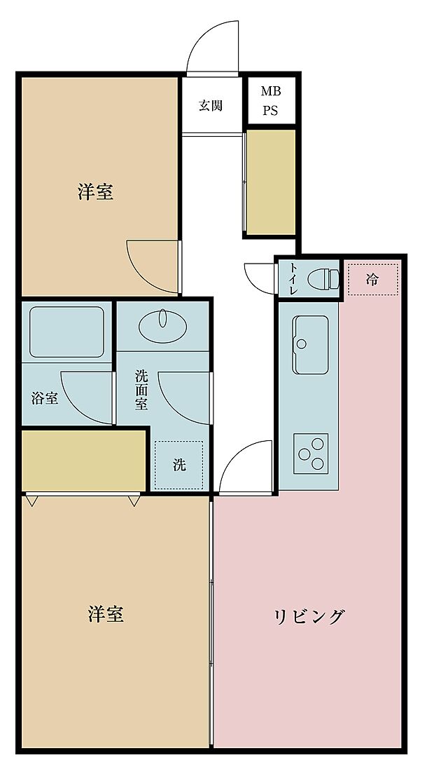 2ＬＤＫ、専有面積50．55平米、バルコニー面積10平米