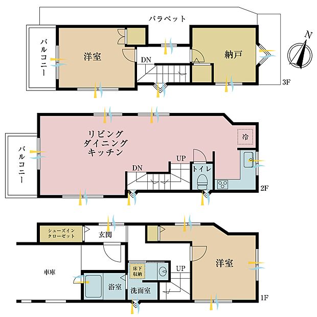 2ＳＬＤＫ、土地面積65．73平米、建物面積93．64平米