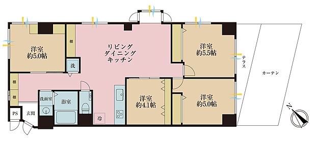 3ＳＬＤＫ、専有面積81．41平米、テラス面積確認中