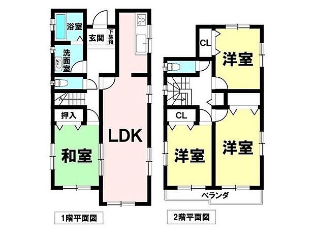 清須市助七1丁目 中古戸建 40坪 須ヶ口駅 歩12分(4LDK)の間取り