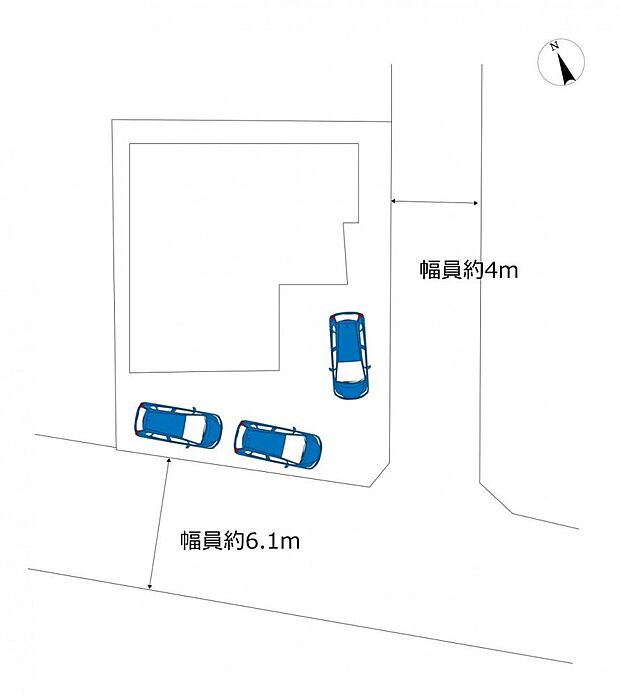 区画図です。駐車場は3台分に拡張いたします。