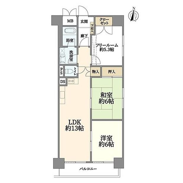 ライオンズマンション第二江坂(3LDK) 4階/404の間取り